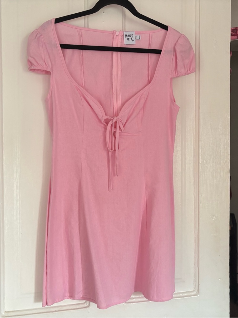 Pink Tie-Front Mini Dress